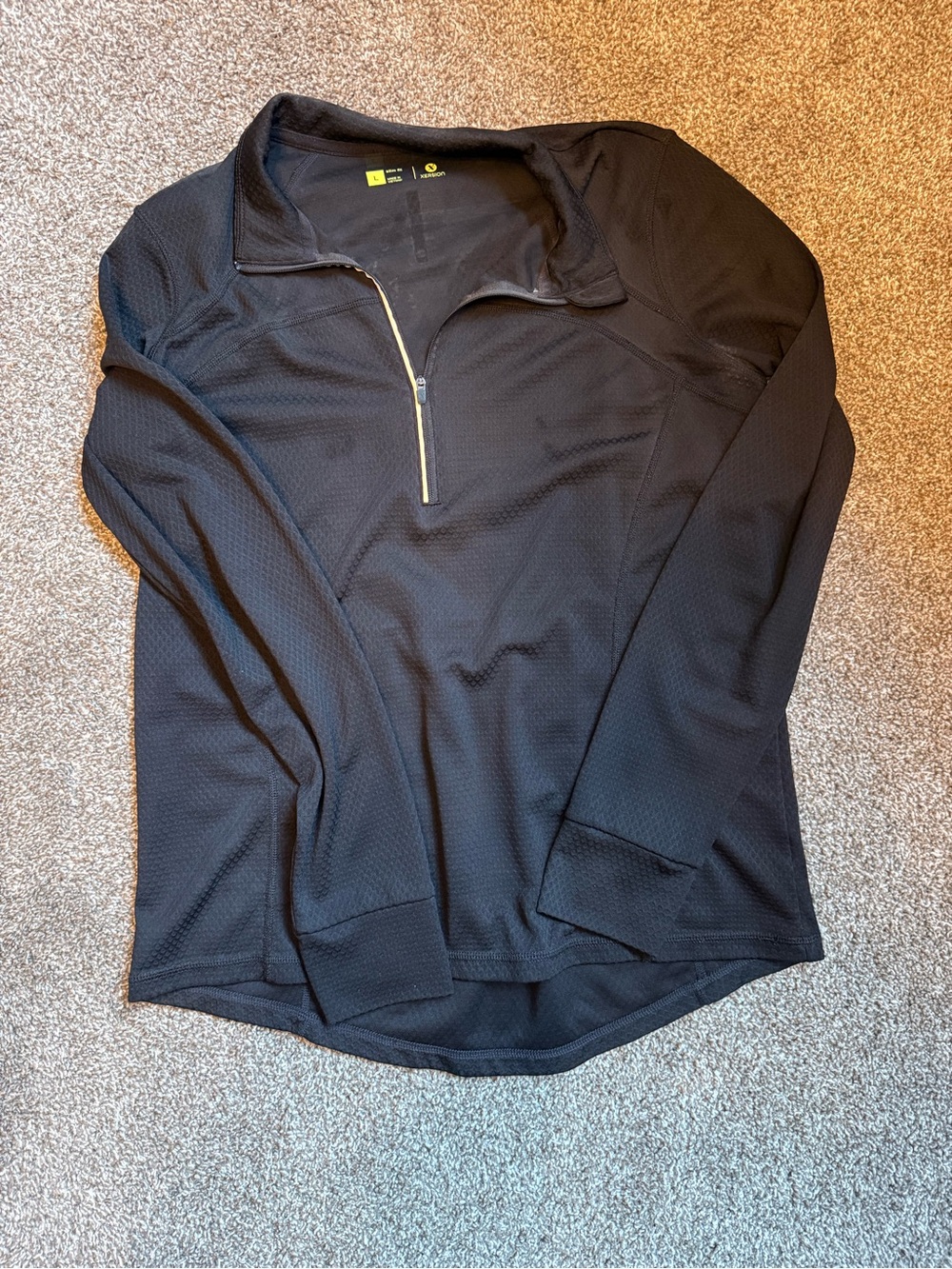Xersion Black Long-Sleeve Quarter-Zip Performance Top